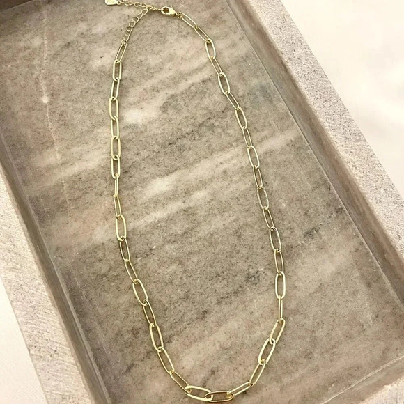 925 Sterling Silver Paperclip Necklace Minimalist Stacking Layer Necklace Gold - Picture 2 of 3